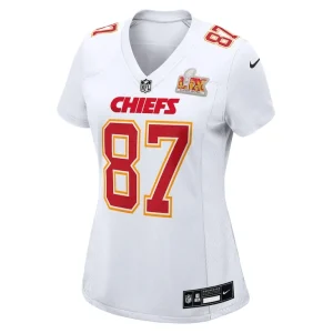 Travis kelce kansas city chiefs nike womens super bowl lix fashion game jersey Tundra white M