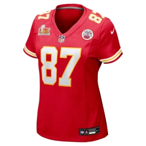Travis kelce kansas city chiefs nike womens super bowl lix game jersey Red M