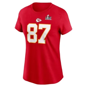 Travis kelce kansas city chiefs nike womens super bowl lix name number t shirt Red M