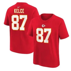 Travis kelce kansas city chiefs nike youth player name number t shirt Red