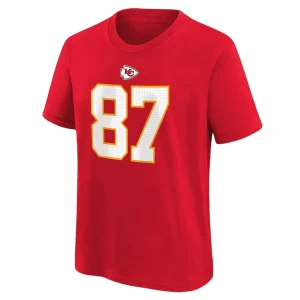 Travis kelce kansas city chiefs nike youth player name number t shirt Red Yth M