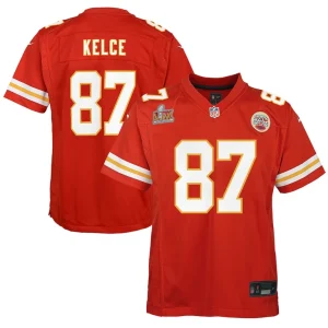 Travis kelce kansas city chiefs nike youth super bowl lix game player jersey Red