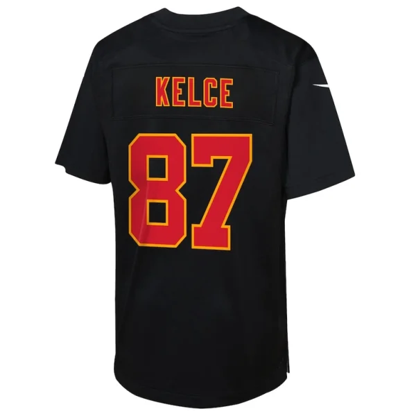 Travis kelce kansas city chiefs nike youth super bowl lix patch fashion game jersey Carbon black Yth L