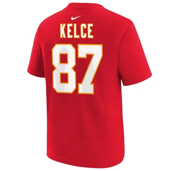 Travis kelce kansas city chiefs nike youth super bowl lix player name number t shirt Red Yth L