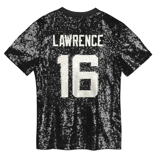 Trevor lawrence jacksonville jaguars girls youth sequin v neck fashion jersey Black Yth L