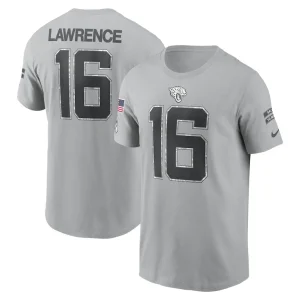 Trevor lawrence jacksonville jaguars nike 2024 salute to service name number t shirt Gray