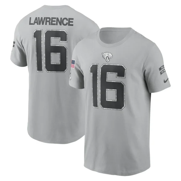 Trevor lawrence jacksonville jaguars nike 2024 salute to service name number t shirt Gray