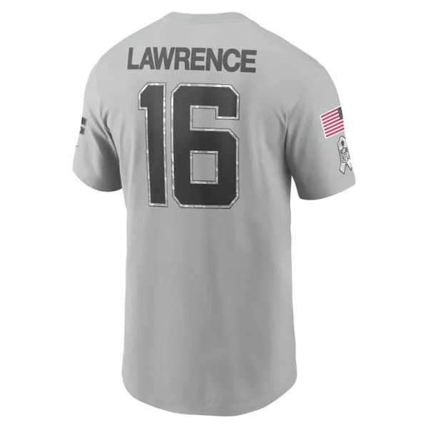 Trevor lawrence jacksonville jaguars nike 2024 salute to service name number t shirt Gray L