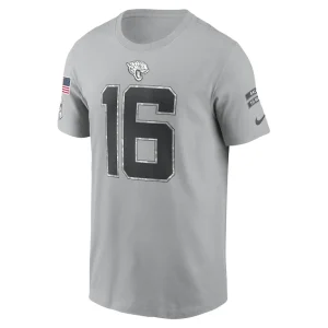 Trevor lawrence jacksonville jaguars nike 2024 salute to service name number t shirt Gray M