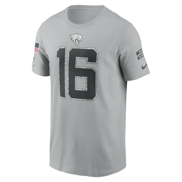 Trevor lawrence jacksonville jaguars nike 2024 salute to service name number t shirt Gray M