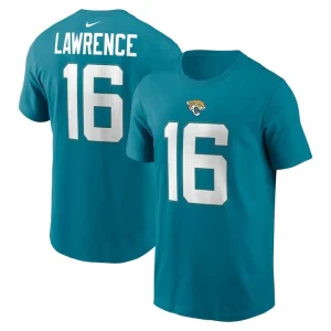 Trevor lawrence jacksonville jaguars nike player name number t shirt Teal