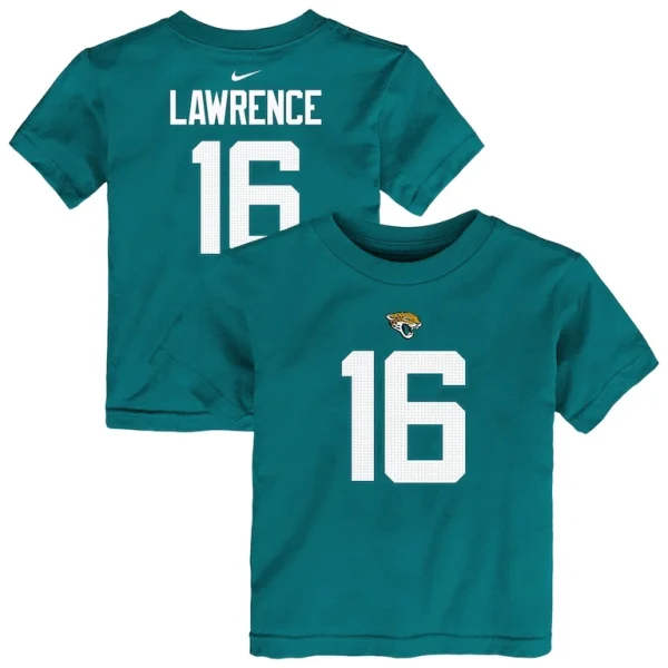 Trevor lawrence jacksonville jaguars nike toddler player name number t shirt Teal