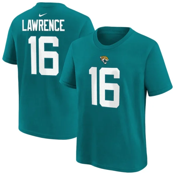 Trevor lawrence jacksonville jaguars nike youth player name number t shirt Teal