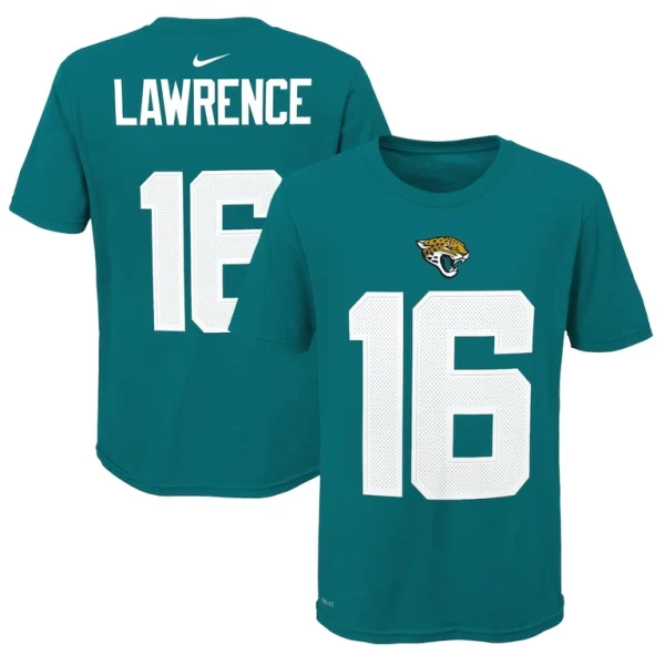 Trevor lawrence jacksonville jaguars nike youth player pride name number t shirt Teal
