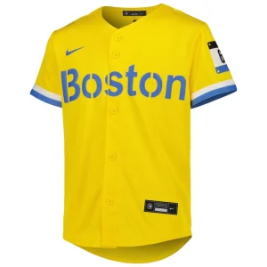 Trevor story boston red sox nike youth city connect replica player jersey Gold Yth M