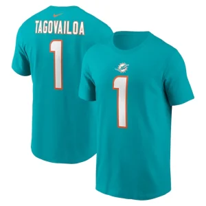 Tua tagovailoa miami dolphins nike player name number t shirt Aqua