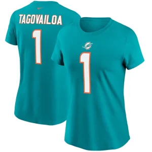 Tua tagovailoa miami dolphins nike womens name number t shirt Aqua