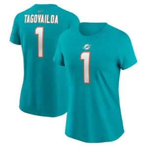 Tua tagovailoa miami dolphins nike womens player name number t shirt Aqua