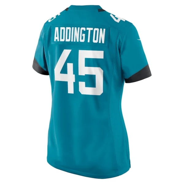 Tucker addington jacksonville jaguars nike womens team game jersey Teal L