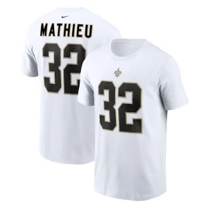 Tyrann mathieu new orleans saints nike player name number t shirt White