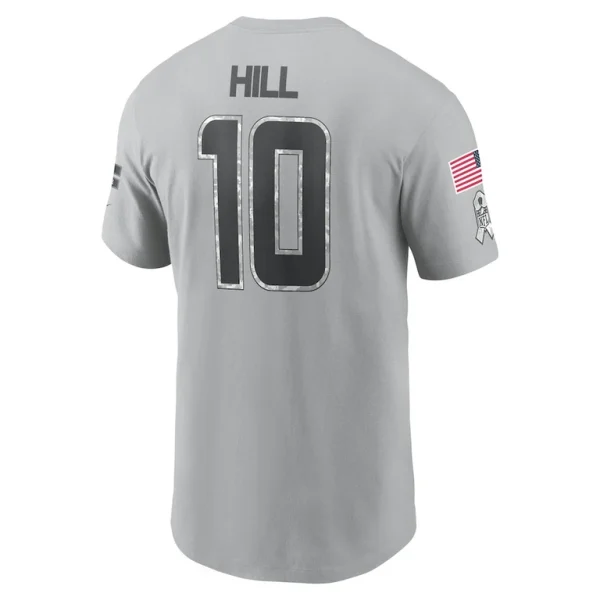 Tyreek hill miami dolphins nike 2024 salute to service name number t shirt Gray L
