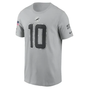 Tyreek hill miami dolphins nike 2024 salute to service name number t shirt Gray M