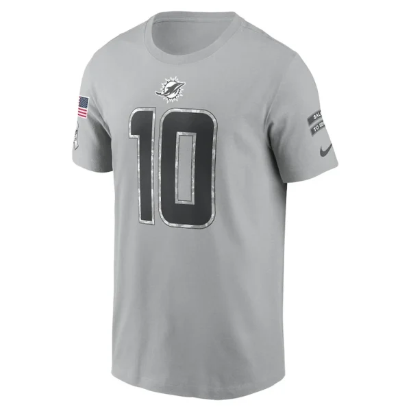 Tyreek hill miami dolphins nike 2024 salute to service name number t shirt Gray M
