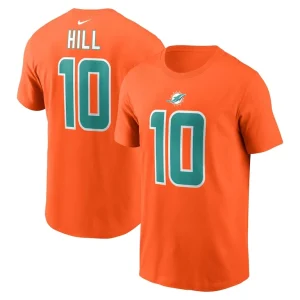 Tyreek hill miami dolphins nike player name number t shirt Orange