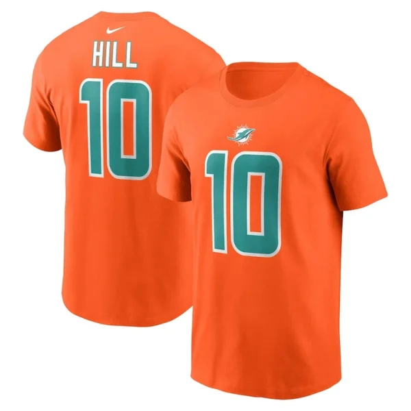 Tyreek hill miami dolphins nike player name number t shirt Orange