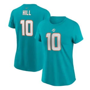 Tyreek hill miami dolphins nike womens player name number t shirt Aqua