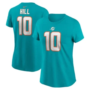 Tyreek hill miami dolphins nike womens player name number t shirt Aqua