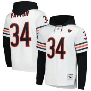 Walter payton chicago bears mitchell ness player name number hoodie legacy jersey White