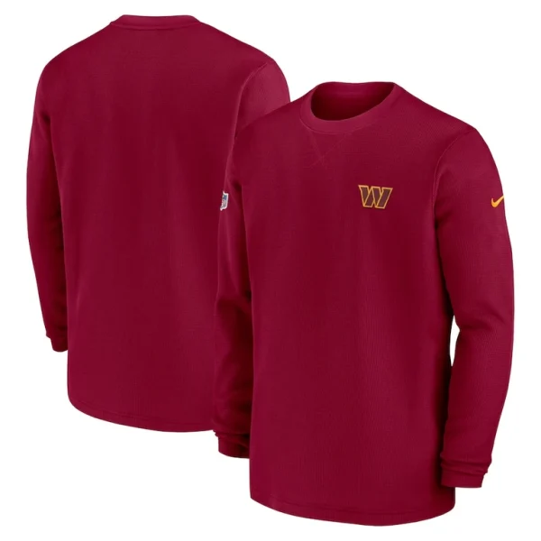 Washington commanders nike 2023 sideline throwback heavy brushed waffle long sleeve top Burgundy