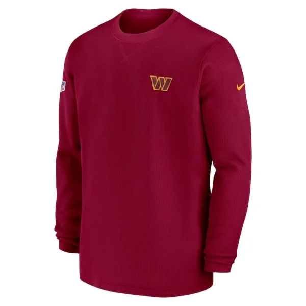 Washington commanders nike 2023 sideline throwback heavy brushed waffle long sleeve top Burgundy M