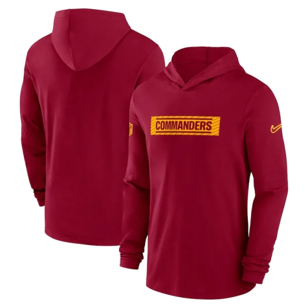 Washington commanders nike sideline hoodie performance long sleeve t shirt Burgundy