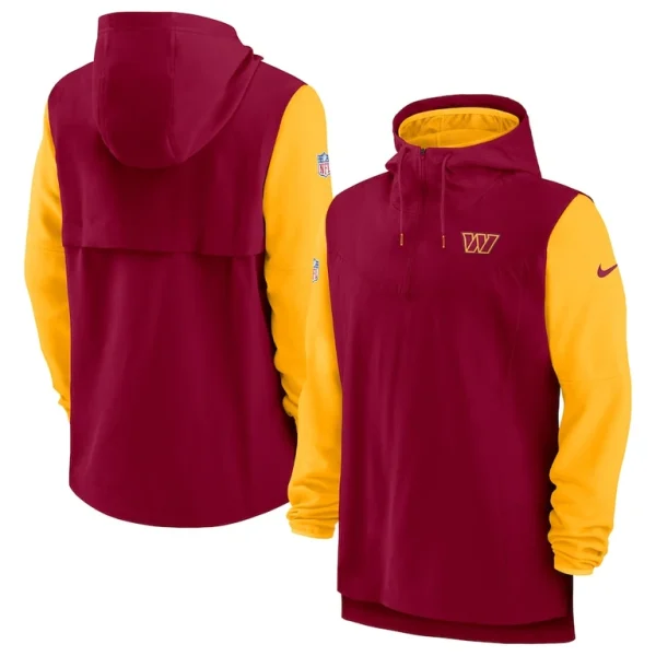 Washington commanders nike sideline player quarter zip hoodie Burgundygold