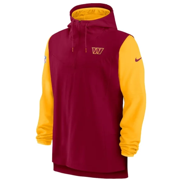 Washington commanders nike sideline player quarter zip hoodie Burgundygold M