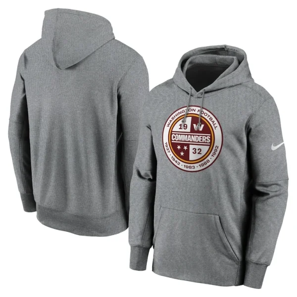 Washington commanders nike therma pullover hoodie Heathered charcoal