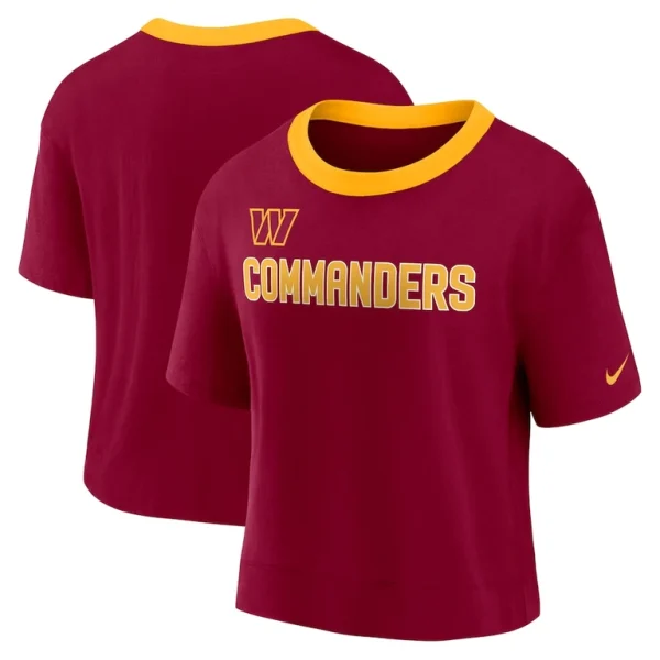 Washington commanders nike womens high hip fashion cropped top Burgundy