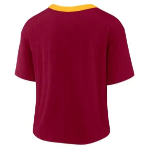 Washington commanders nike womens high hip fashion cropped top Burgundy M