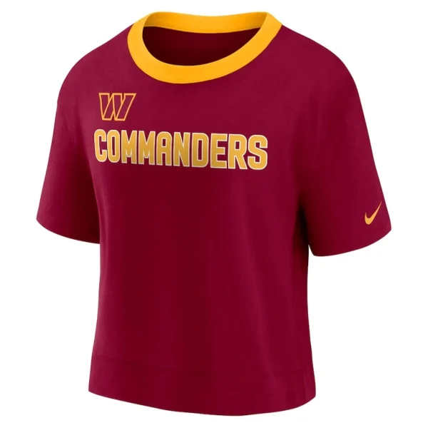 Washington commanders nike womens high hip fashion cropped top Burgundy S