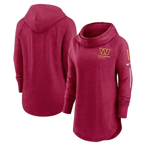 Washington commanders nike womens minimal statement lightweight raglan funnel neck pullover hoodie Burgundy