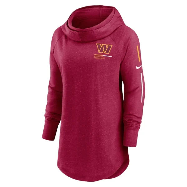 Washington commanders nike womens minimal statement lightweight raglan funnel neck pullover hoodie Burgundy S