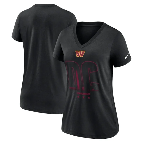 Washington commanders nike womens tri blend v neck t shirt Heathered black
