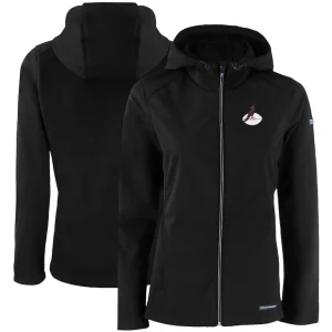 Womens evoke eco softshell recycled full zip hooded jacket Cardinal
