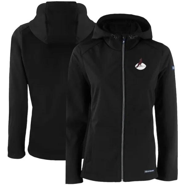 Womens evoke eco softshell recycled full zip hooded jacket Cardinal