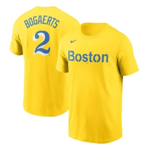 Xander bogaerts boston red sox nike city connect name number t shirt Gold