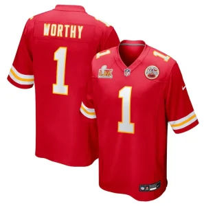 Xavier worthy kansas city chiefs nike super bowl lix game jersey Red