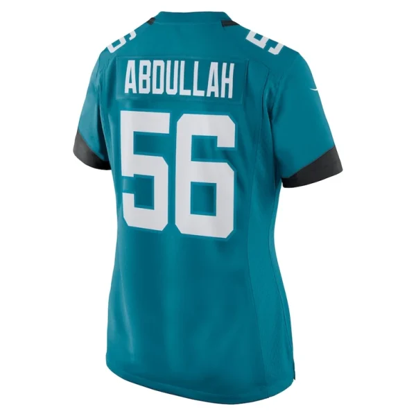 Yasir abdullah jacksonville jaguars nike womens team game jersey Teal L