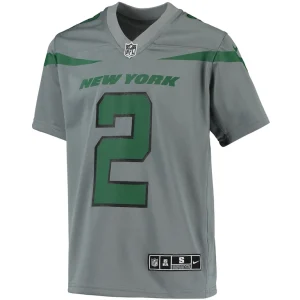 Zach wilson new york jets nike youth inverted team game jersey Gray Yth M